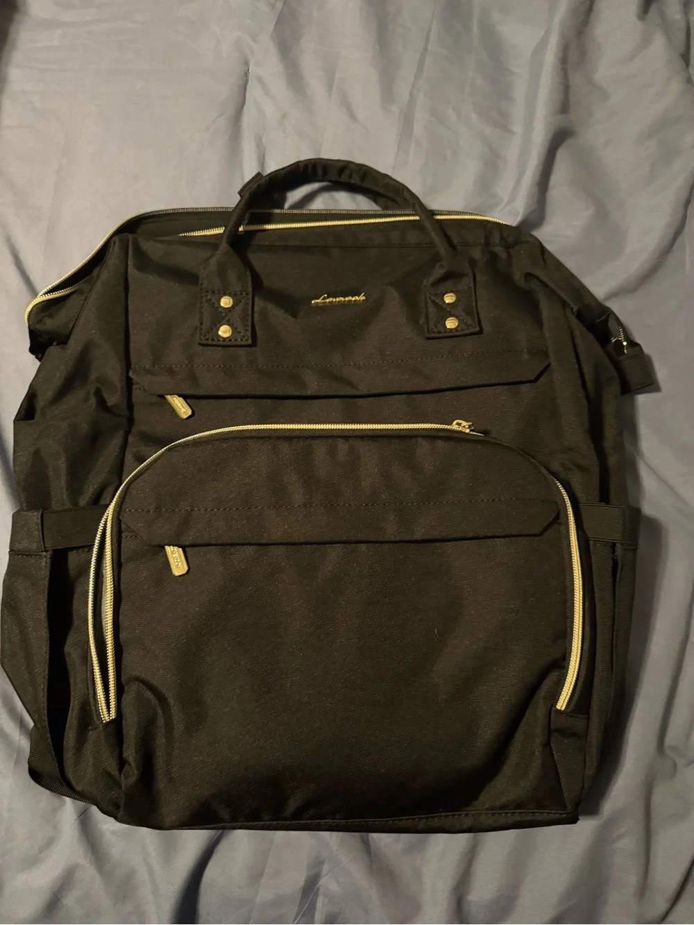 Lovevook Black Backpack with Gold Zipper Accents